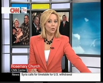 Rosemary Church presents World News bulletins from Atlanta for CNN Internat...