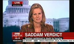 Saddam Hussein Sentenced  BBC News Channel Maxine Mawhinney and Peter Sissions