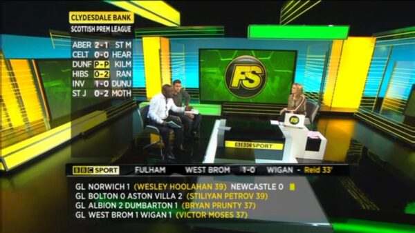 BBC Final Score in New Studio in Salford Manchester 10