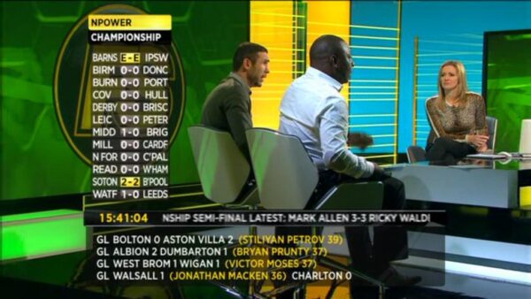 BBC Final Score in New Studio in Salford Manchester 6