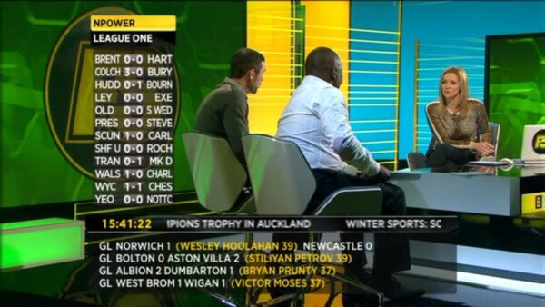 BBC Final Score in New Studio in Salford Manchester 9