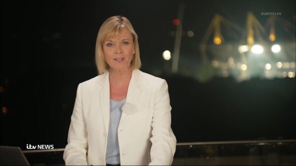 Julie Etchingham in Dortmund for ITV News at Ten