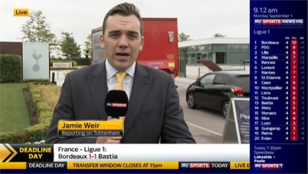 Jamie Weir Sky Sports News HQ 2 Jamie Weir Sky Sports News HQ 2