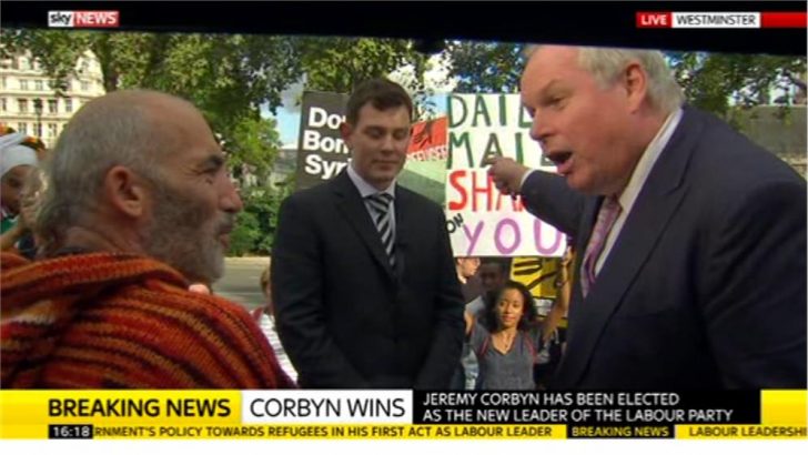 Video: Sky News presenter Adam Boulton takes on protesters in Westminster