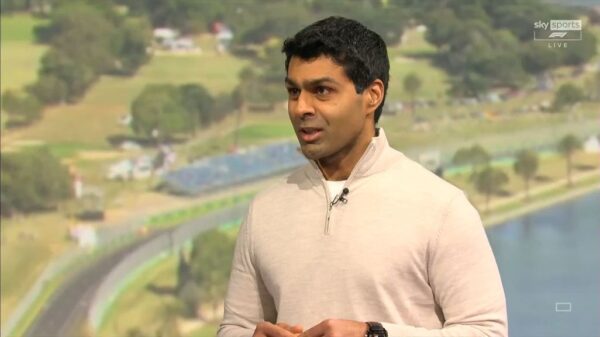 Karun Chandhok in Sky Sports F1 studio in London 2