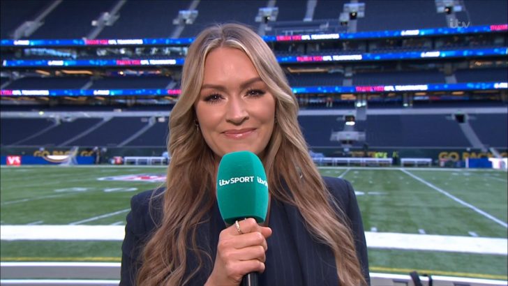Laura Woods at Tottenham hosting ITV NFL