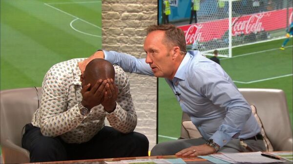 Gary Neville Ian Wright and Lee Dixon celebrate Englands win over Columbia 1