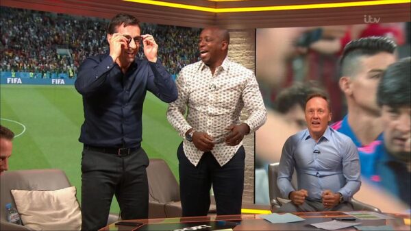 Gary Neville Ian Wright and Lee Dixon celebrate Englands win over Columbia 17