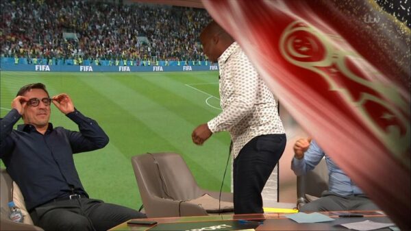 Gary Neville Ian Wright and Lee Dixon celebrate Englands win over Columbia 19