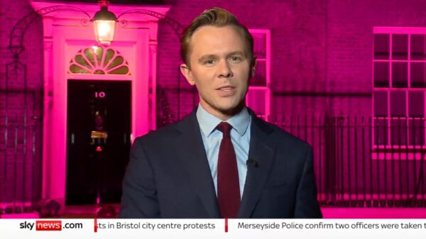 Rob Powell in a pink Downing Street for Soutport victims