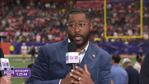 Nate Burleson at Super Bowl 58 on CBS