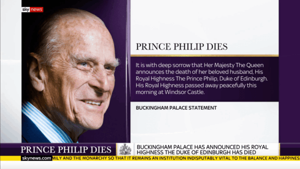 Prince Philip Dies Sky News 10