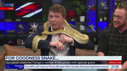 Patrick Christys with a Snake on GB News