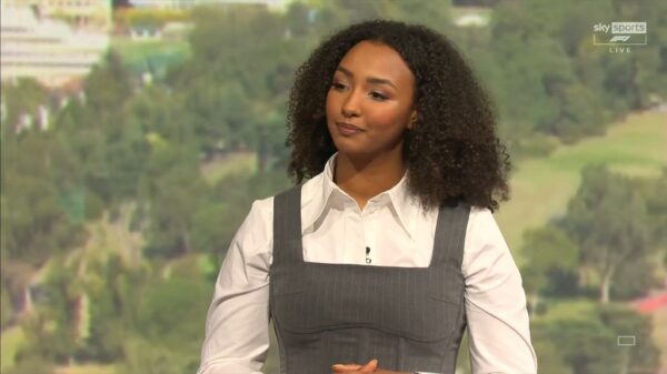 Naomi Schiff in Sky Sports F1 Studio in London 2