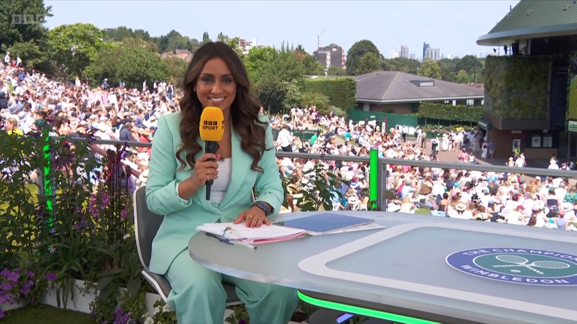 Isa Guha at Wimbledon 2026 for the BBC 1