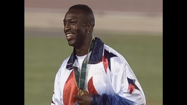 Michael Johnson wins Gold medal Michael Johnson wins Gold medal